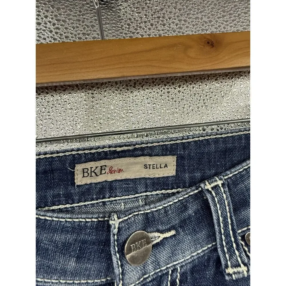 BKE Stella Straight Leg Jeans‎ Thick Stitch Dark Wash Buckle Jeans Women’s 27X34